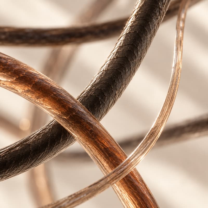 Hair fibers braided and magnified to cords